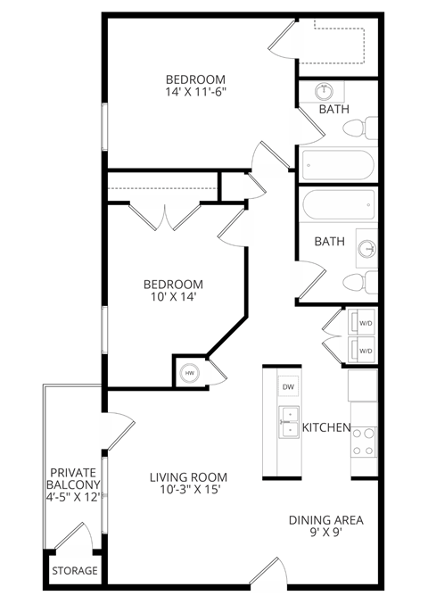 a floor plan of a bedroom apartment